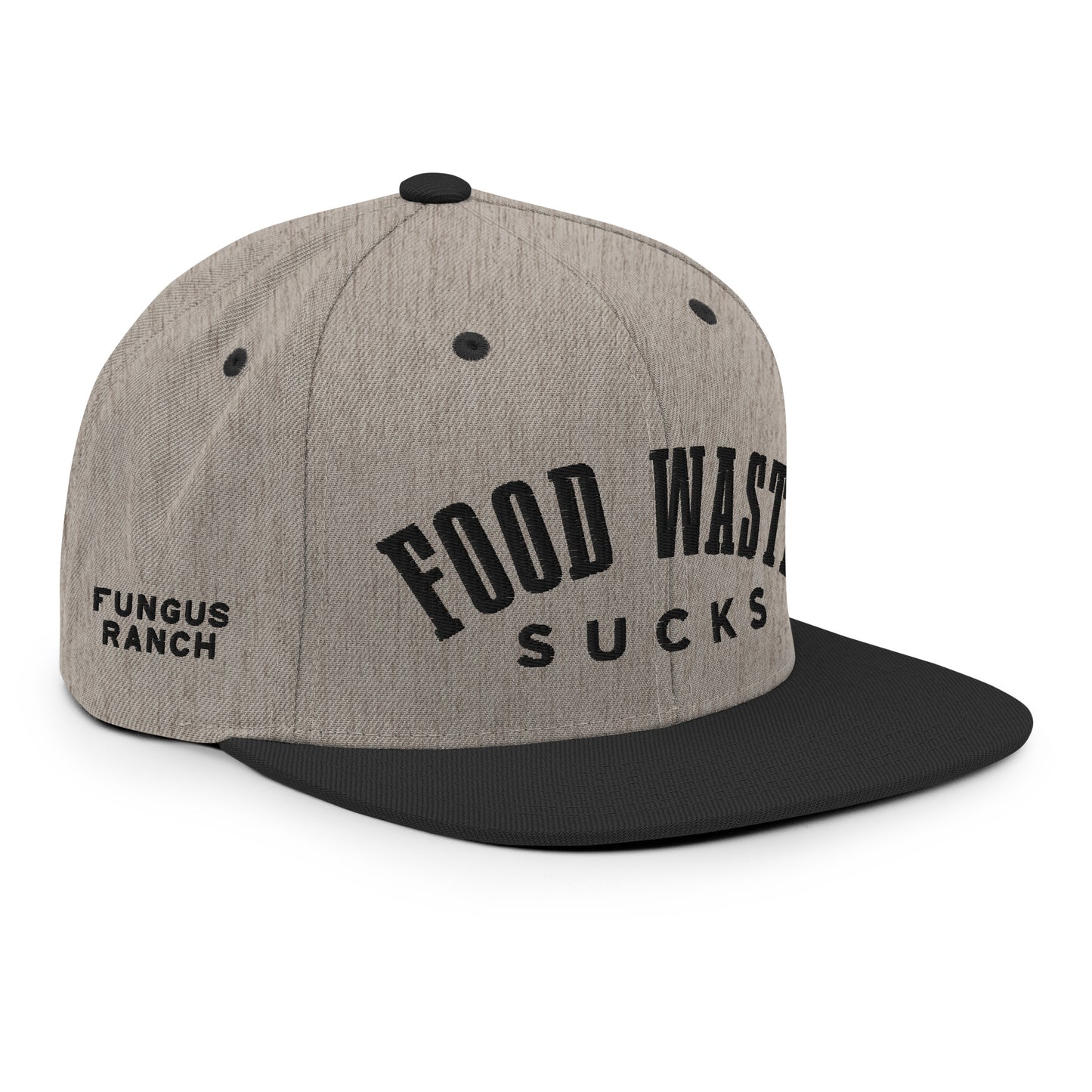 Food Waste Sucks Heather Grey/Black Snapback Hat