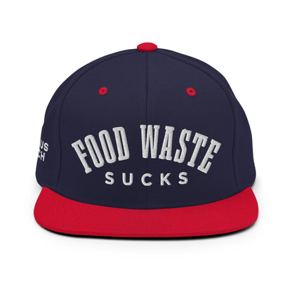 Food Waste Sucks Navy/Red Snapback Hat
