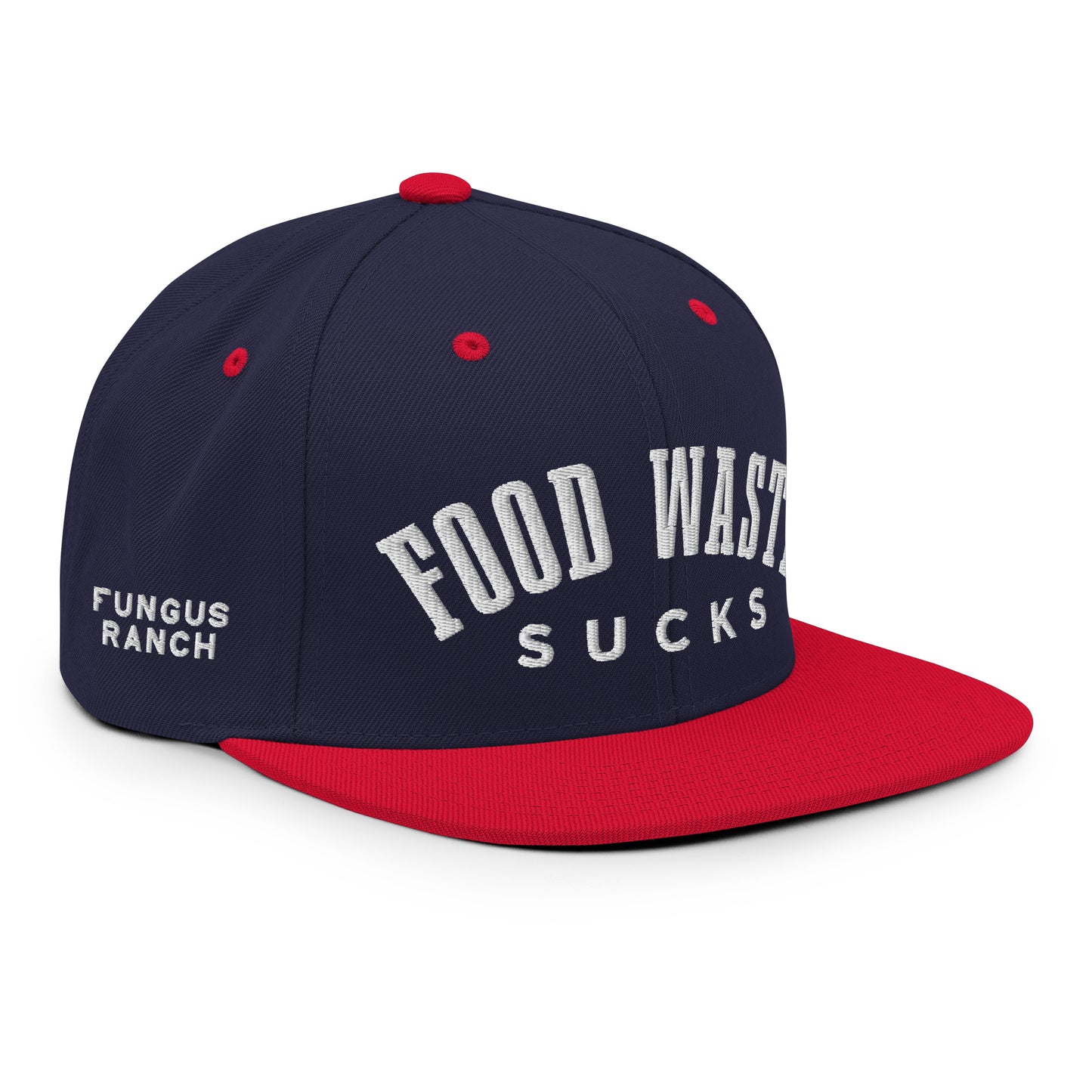 Food Waste Sucks Navy/Red Snapback Hat