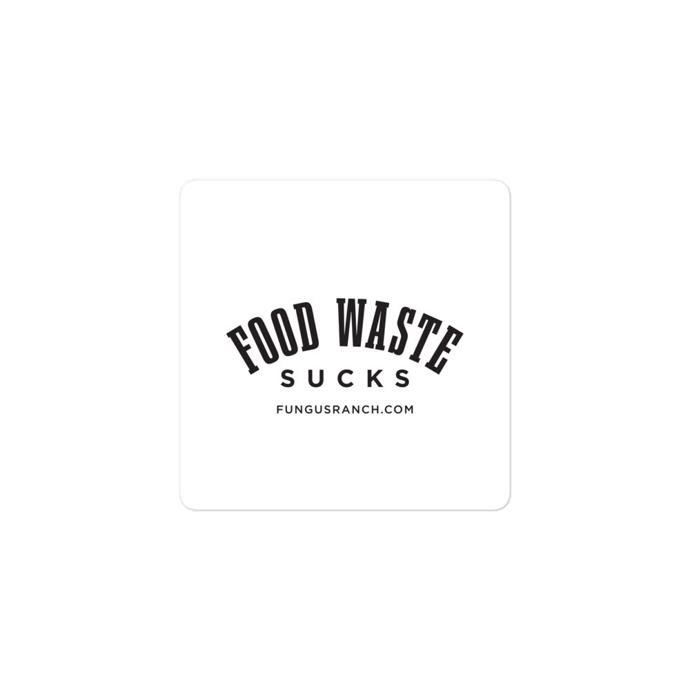 Food Waste Sucks Square Sticker (White)