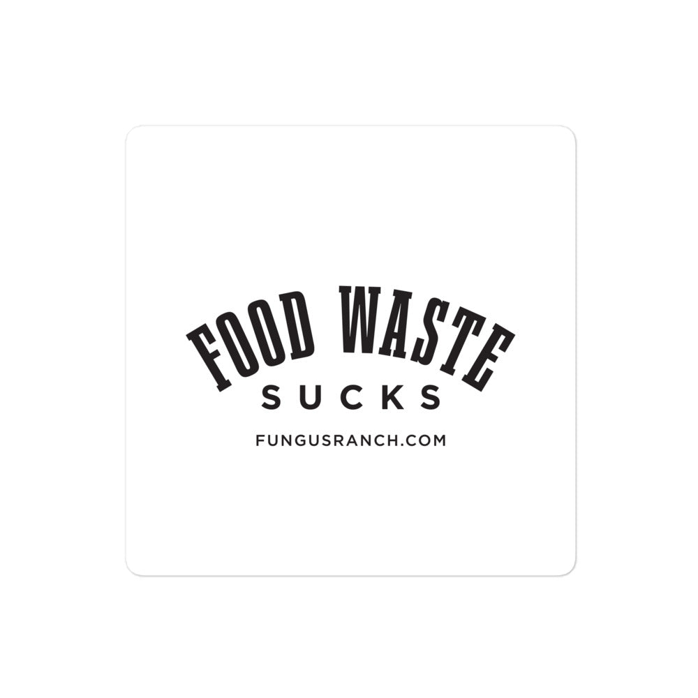 Food Waste Sucks Square Sticker (White)