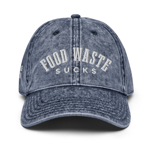 Food Waste Sucks Vintage Cotton Twill Cap (Navy Denim)